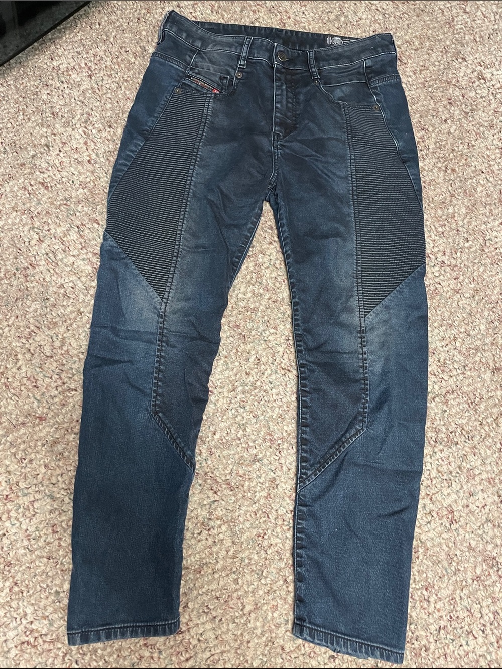 Diesel d-fayza boyfriend jogger Dark Blue Moto Jeans with zip calve back